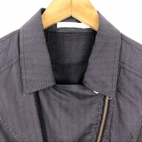 Lauren Vidal Purple Asymmetrical Striped Full Zip Lagenlook Minimalist Jacket M - Picture 3 of 16